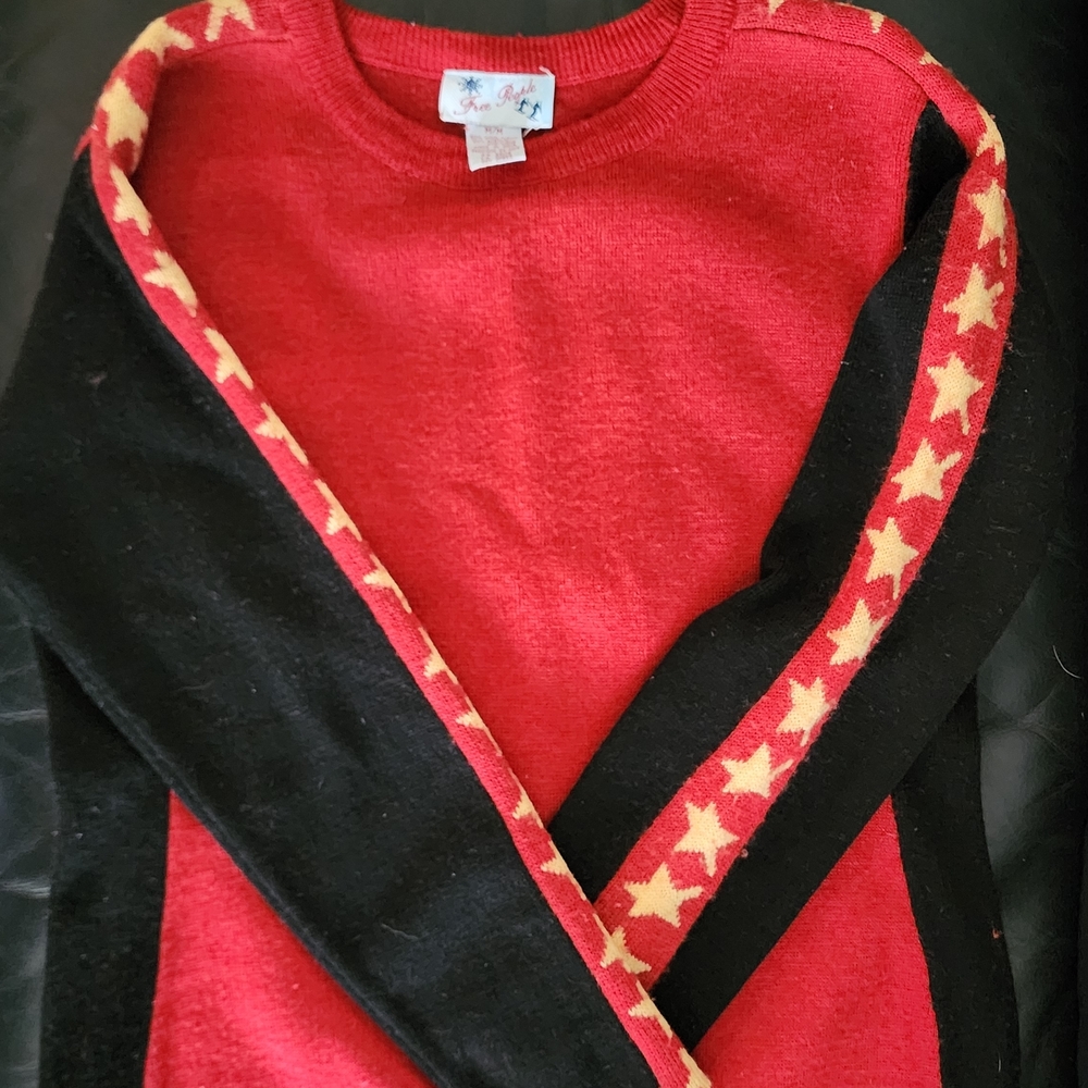 Vintage Free People Vibrant Red Wool Blend Sweater 90's